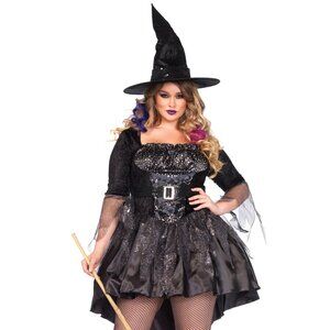 Black Magic Mistress Plus Size Witch Costume – Spellbinding Halloween Oufit